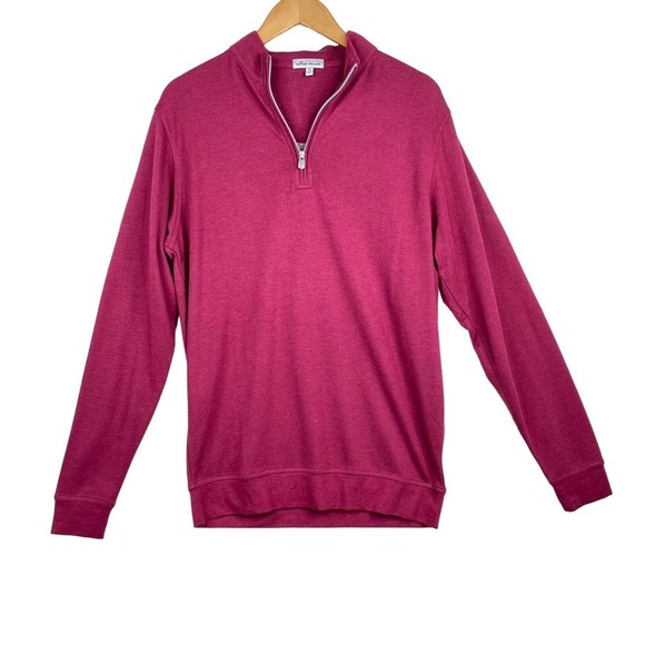 Peter Millar Men's Crown Comfort Interlock 1/4 Zip Pink/Red Pullover Size Medium - Picture 1 of 6